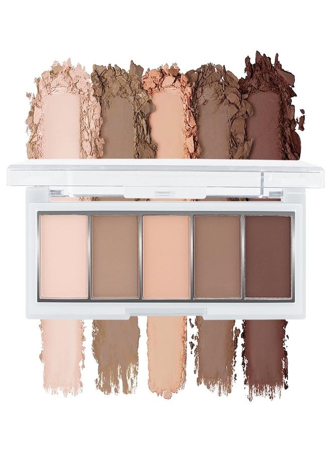 مجموعة ظلال العيون KXmzeG Nude Matte، 5 ألوان ظلال عيون محايدة باردة غير لامعة - أبيض كريمي، بيج، بني فاتح إلى داكن - لمسة نهائية مخملية، ألوان ظلال عيون عالية الصبغة (01#، عبوة من 1) - Image 2